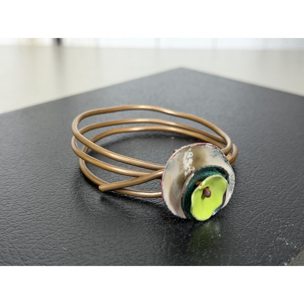 Artisan Made Floral Design Bronze wire-wrapped cuff bracelet Small XS